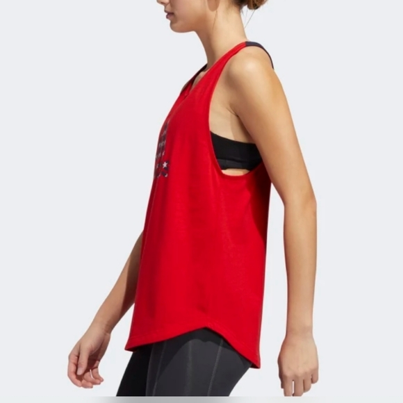 Adidas women's ricerback tank top Americana logo size S M L Red - Picture 3 of 6